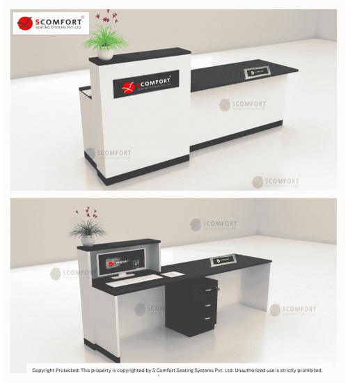Scomfort SC-RT1 Reception Table with decorative box design with 3 drawer pedestal
